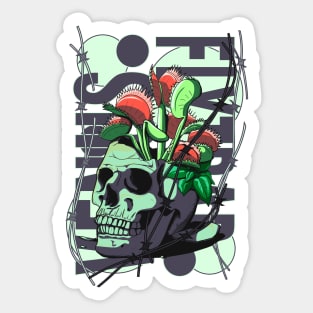 Venus flytrap in a skull Sticker